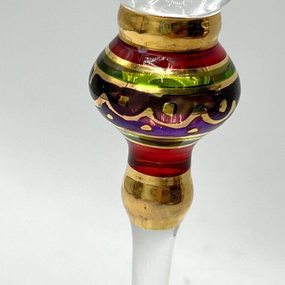 World Market Set of 2 Multicolor Gold Bulb Stem Moroccan Style 10.5” Wine Glasse - Picture 2 of 8